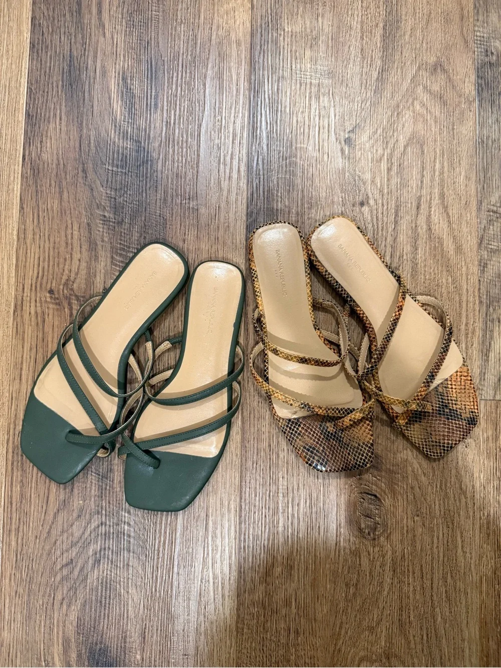 Banana Republic Brown Snake-Print Strappy Slide Sandals
